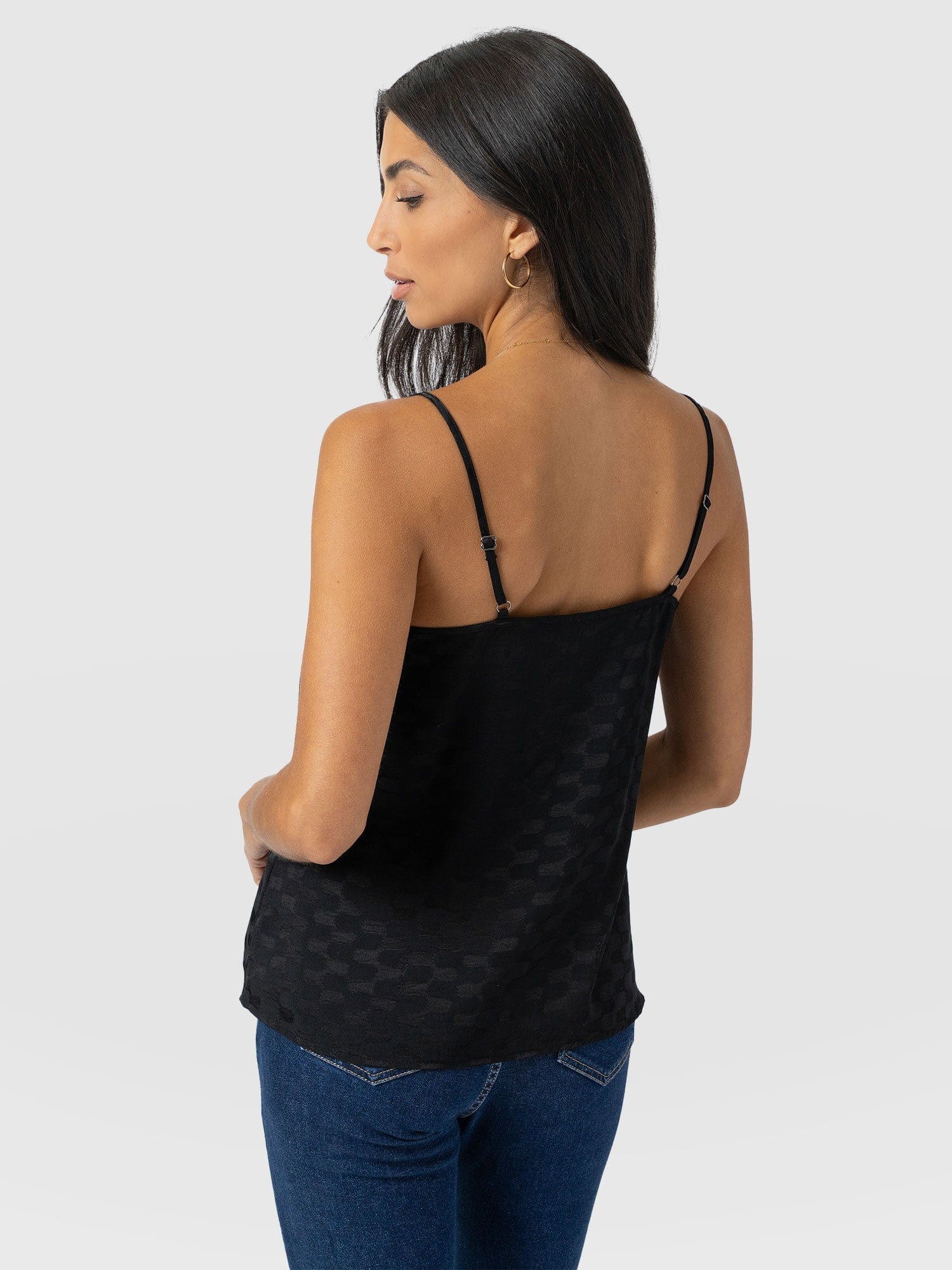 Harper Lace Cami - Black Jacquard - Women's T-shirts | Saint + Sofia® USA