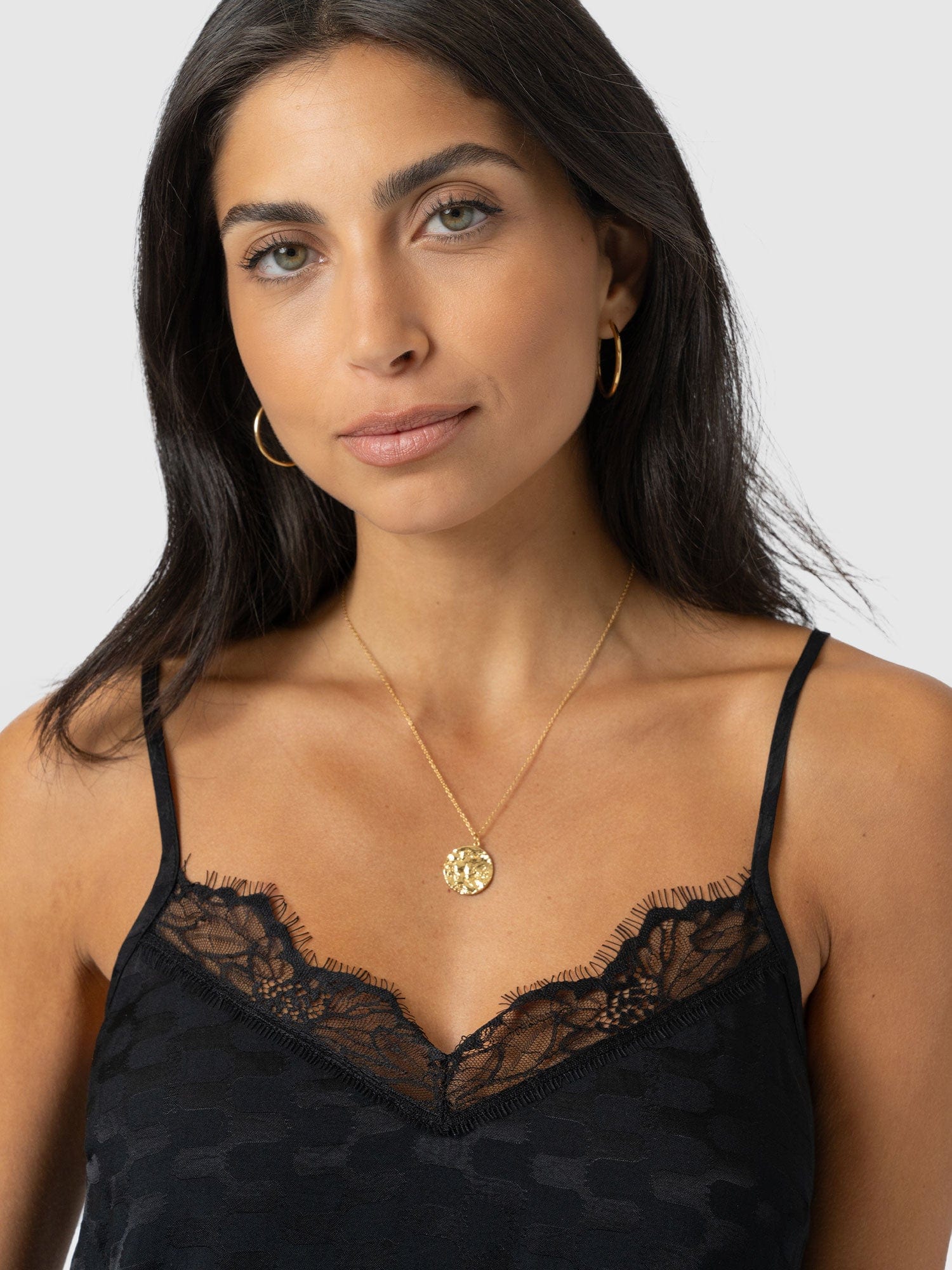 Harper Lace Cami - Black Jacquard - Women's T-shirts | Saint + Sofia® USA