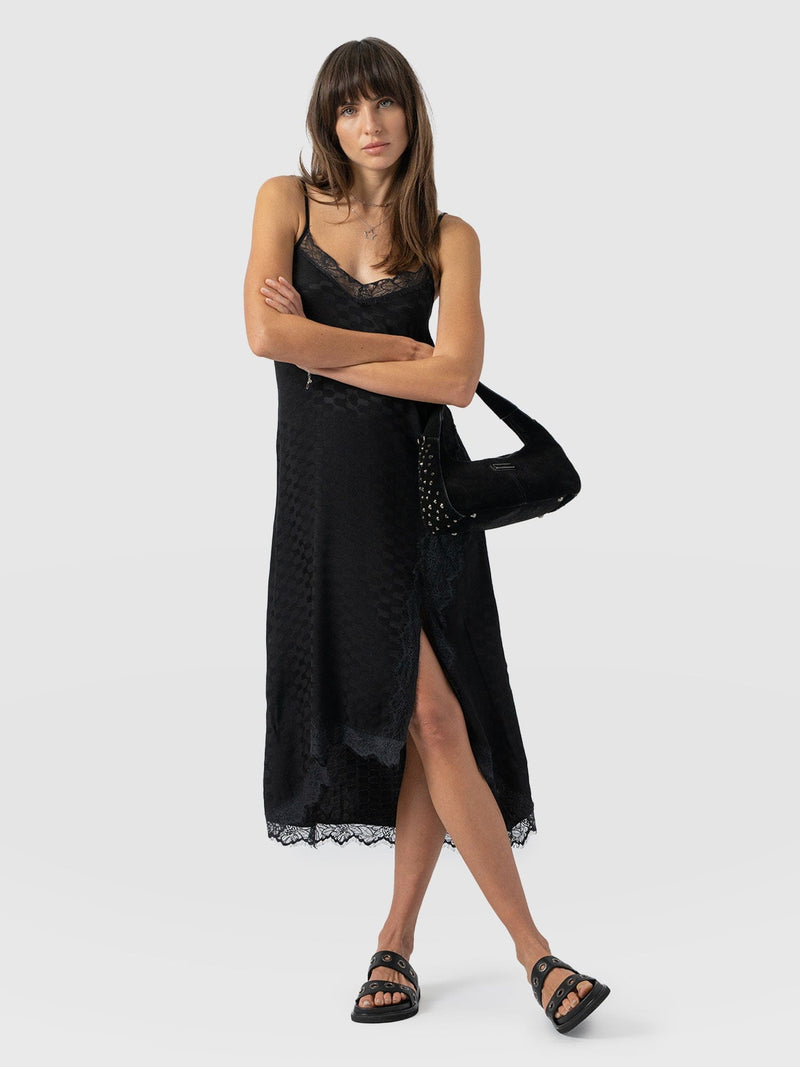 Harper Lace Cami Dress Black Jacquard - Women's Dresses | Saint + Sofia® USA