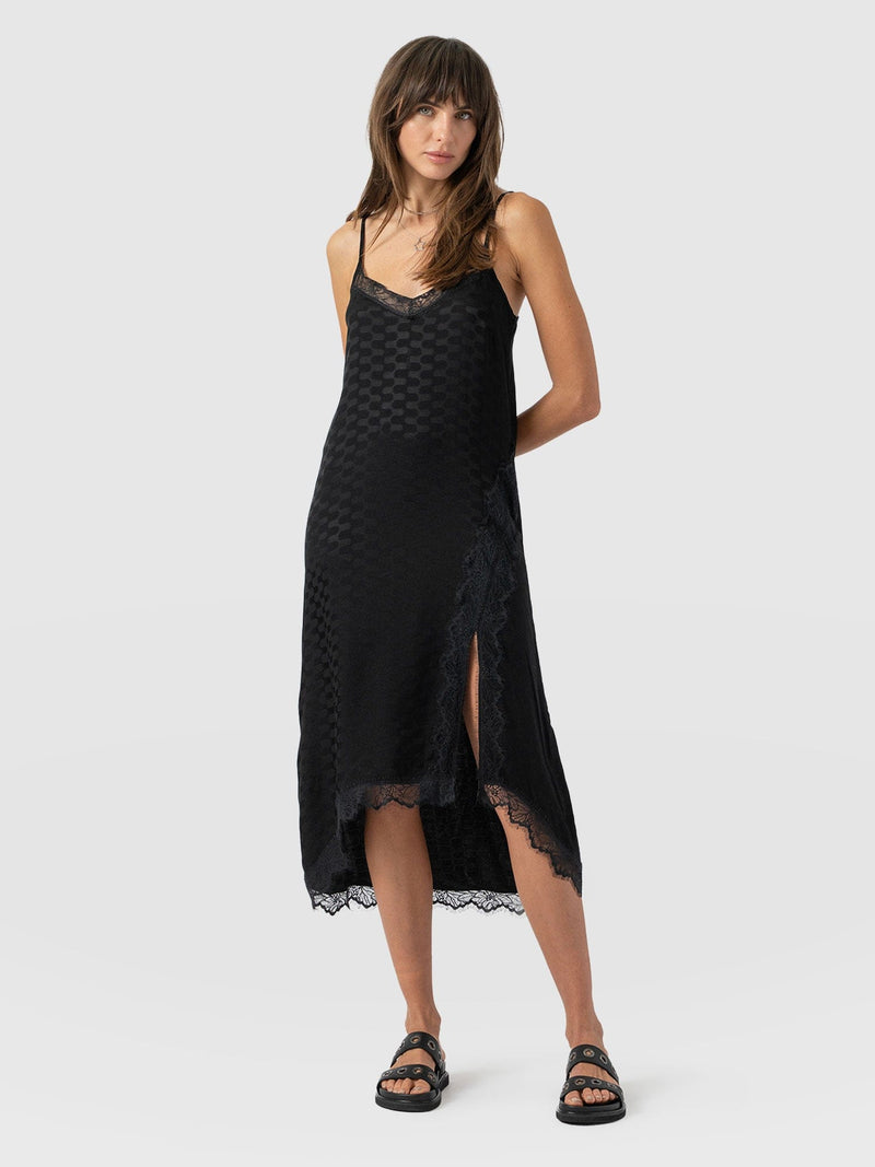 Harper Lace Cami Dress Black Jacquard - Women's Dresses | Saint + Sofia® USA