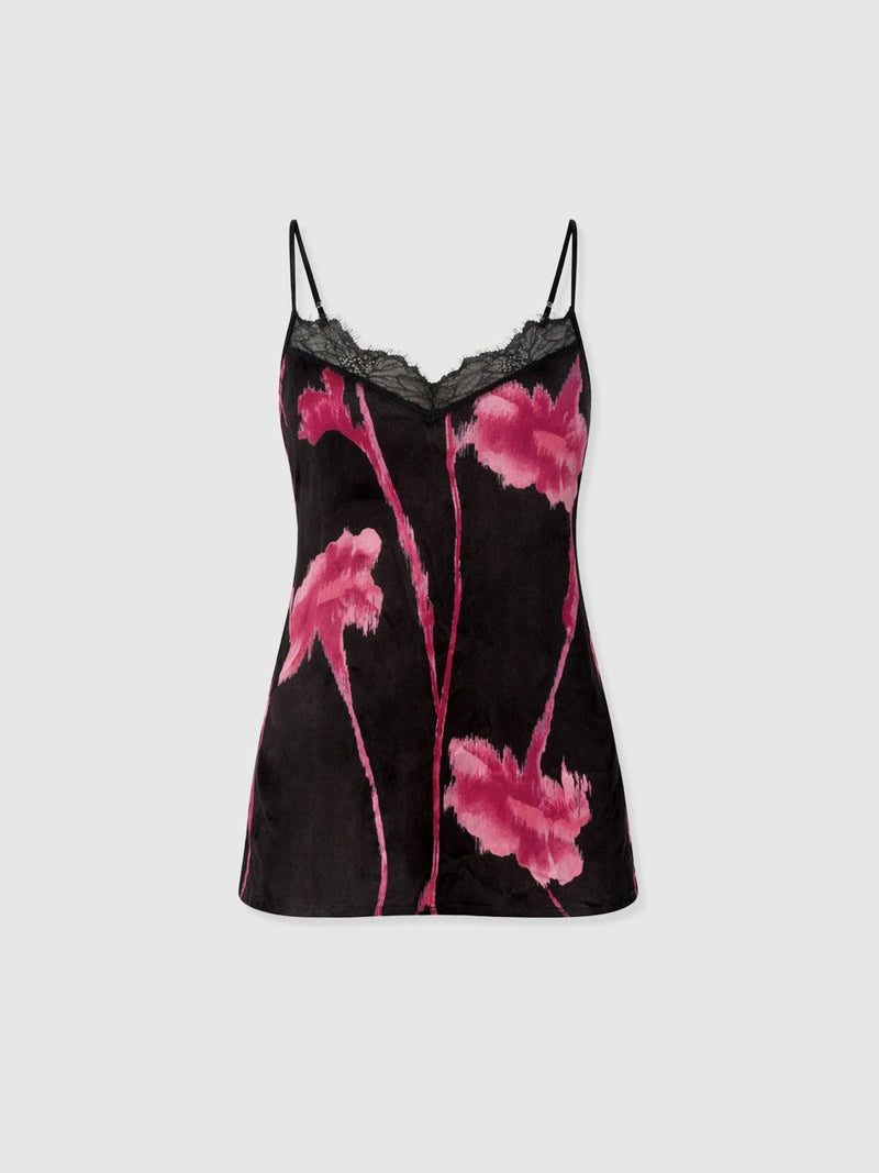 Harper Lace Cami - Pink Stem Floral - Women's T-shirts | Saint + Sofia® USA