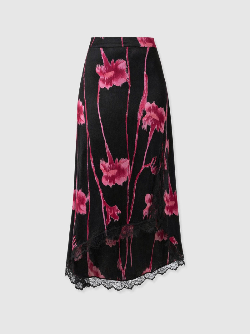 Harper Lace Midi Skirt - Pink Stem Floral - Women's Skirts | Saint + Sofia® USA