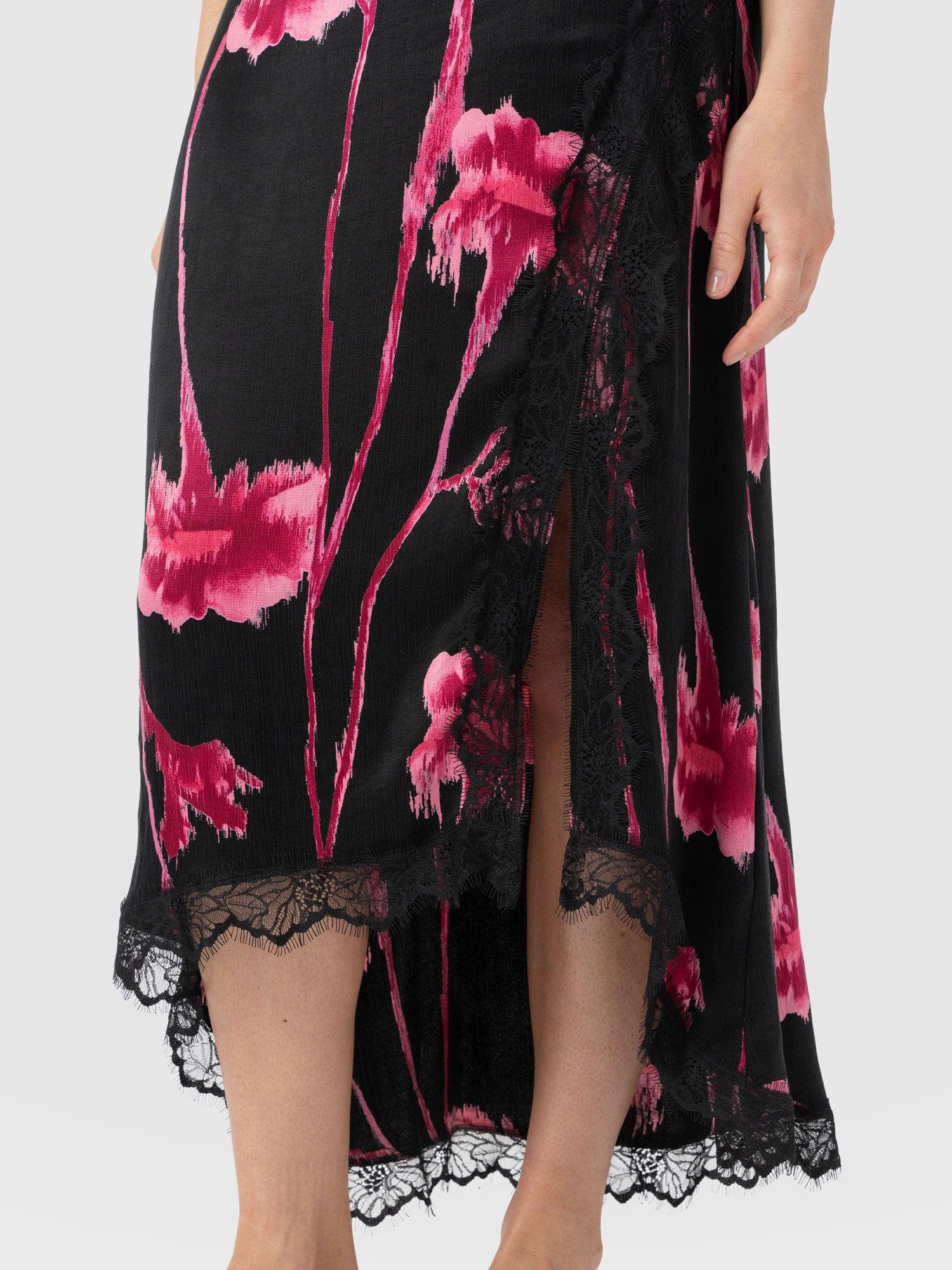 Harper Lace Midi Skirt - Pink Stem Floral - Women's Skirts | Saint + Sofia® USA