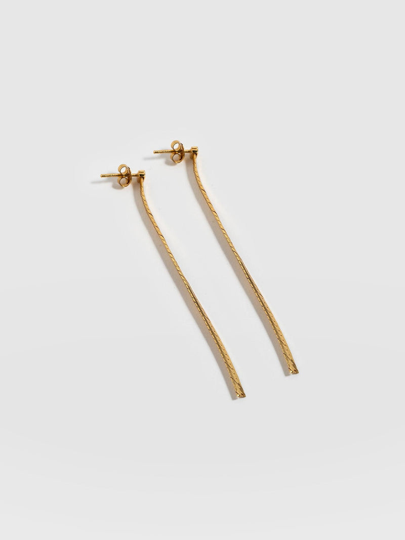 Herringbone Chain Drop Earrings Gold - Women's Jewellery | Saint + Sofia® UK