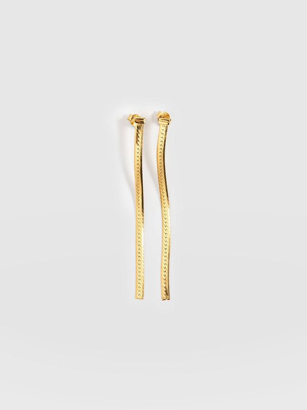 Herringbone Chain Drop Earrings Gold - Women's Jewellery | Saint + Sofia® UK