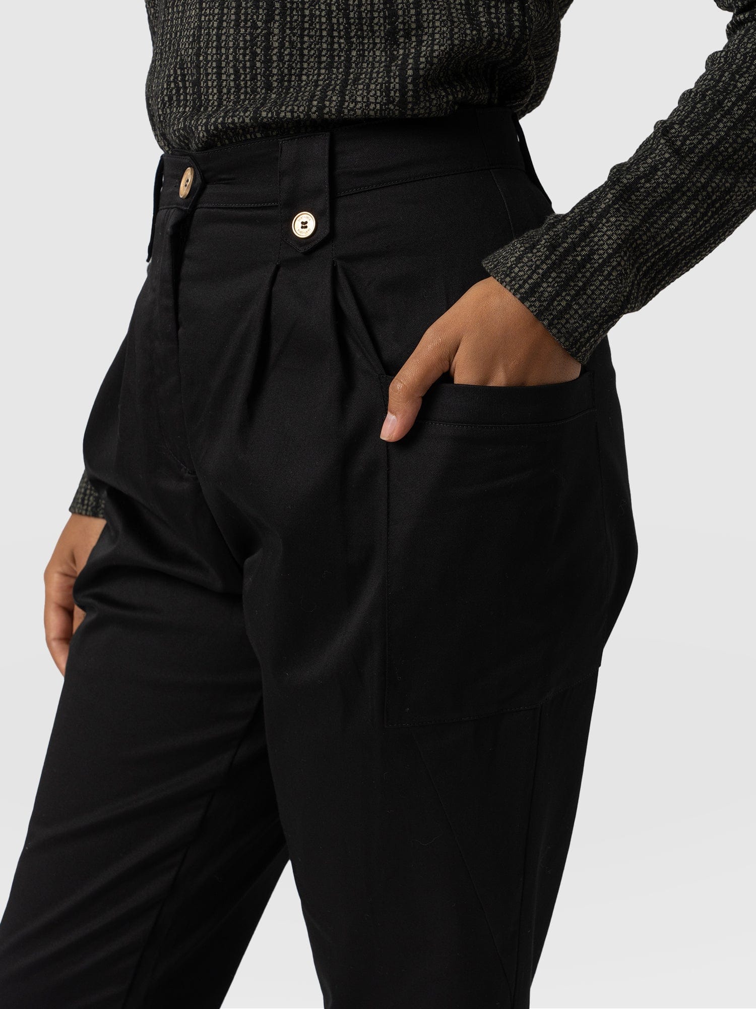 High Waisted Cargo Pant Black - Women's Pants | Saint + Sofia® USA
