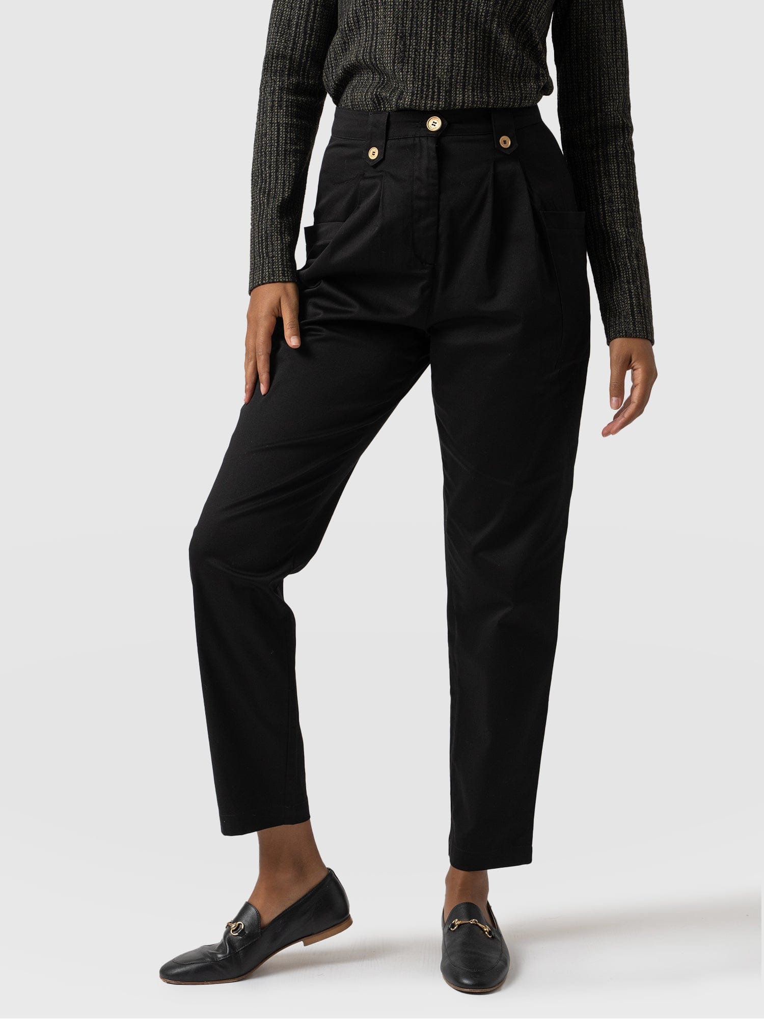 High Waisted Cargo Pant Black - Women's Pants | Saint + Sofia® USA