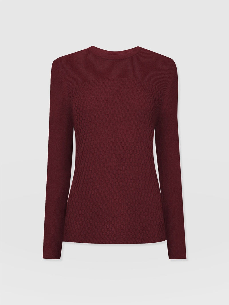 Honeycomb Rib Jumper - Burgundy