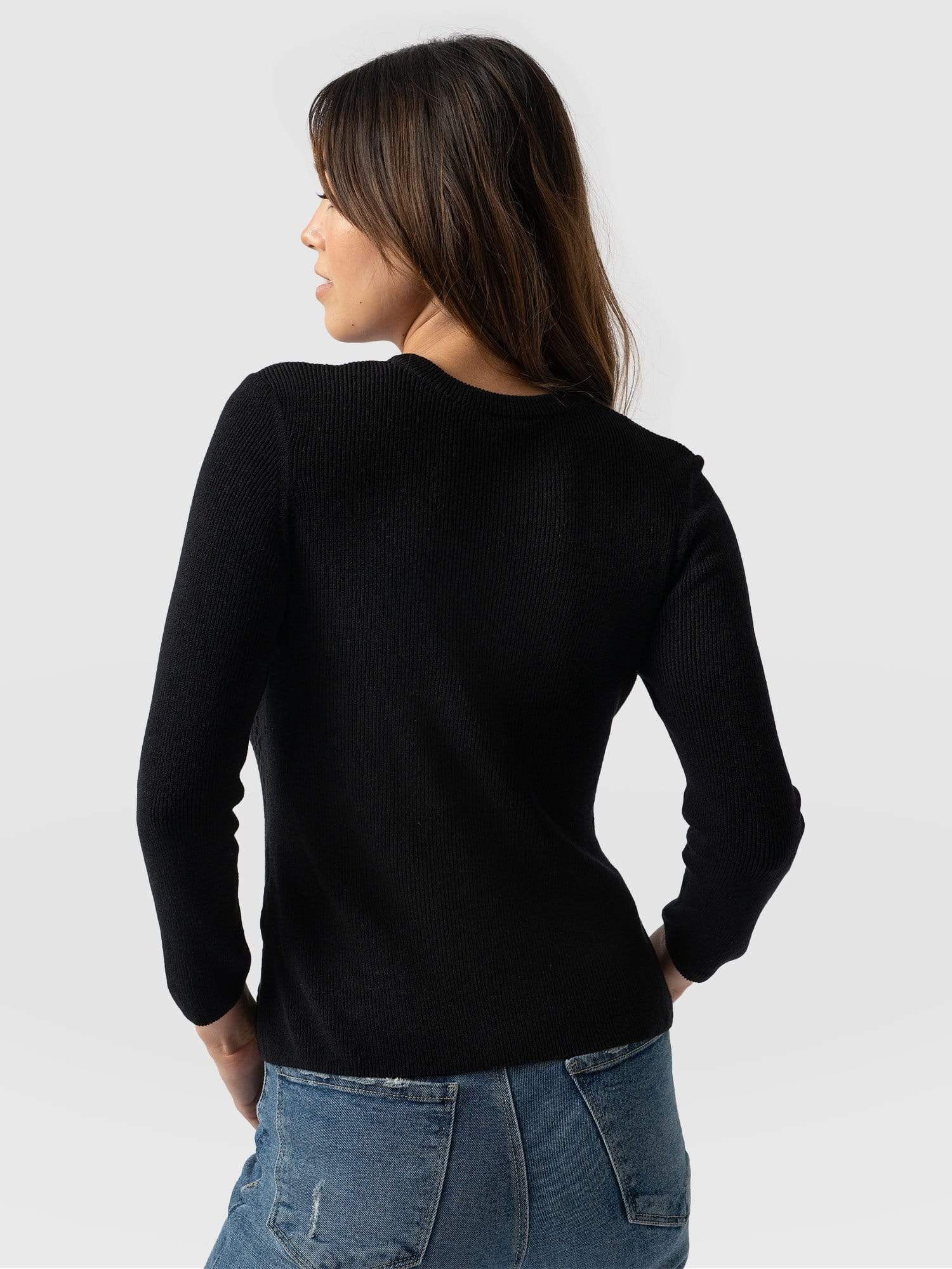 Honeycomb Rib Sweater Black - Women's Sweaters | Saint + Sofia® US