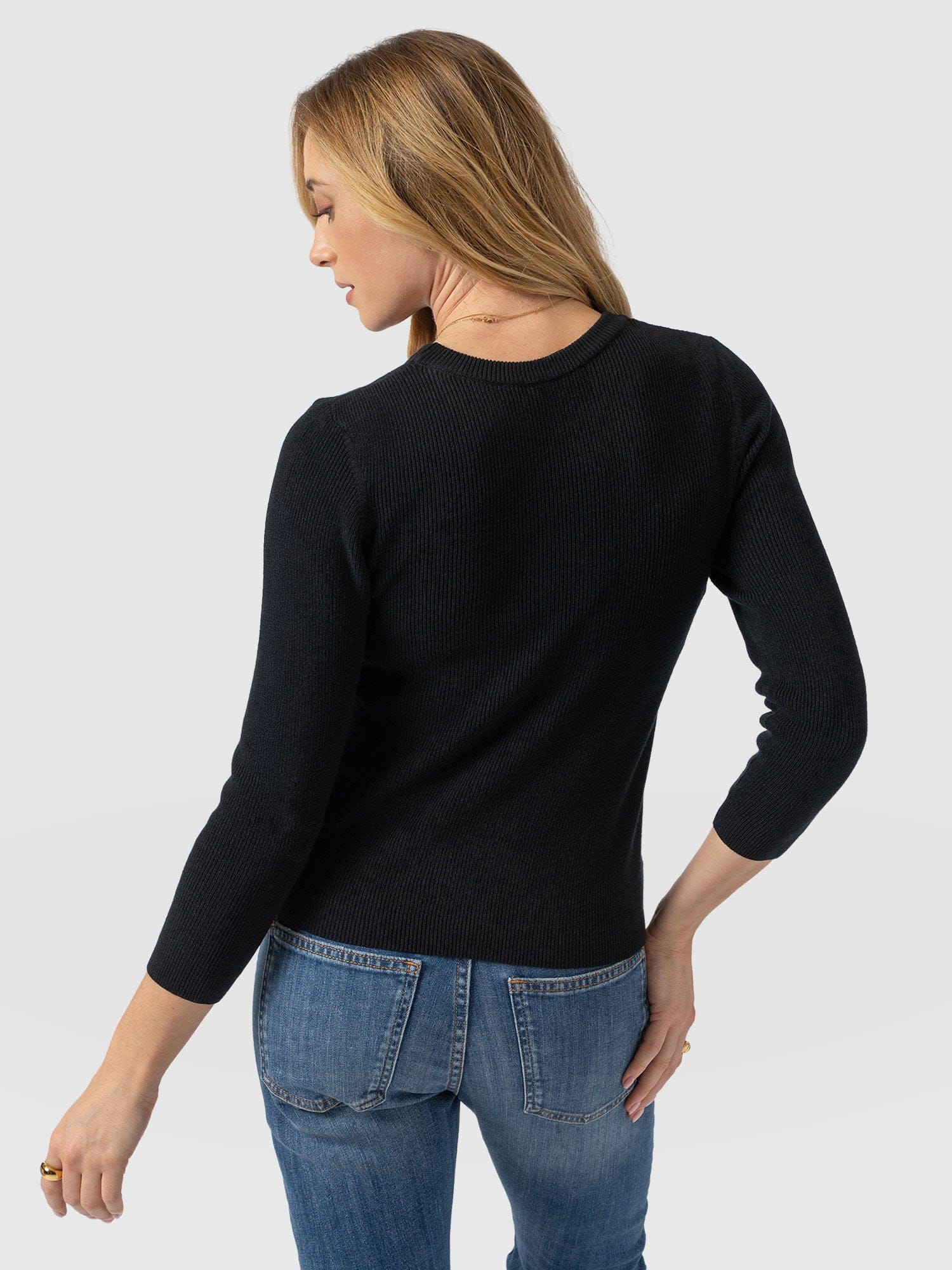 Honeycomb Rib Sweater Black - Women's Sweaters | Saint + Sofia® US