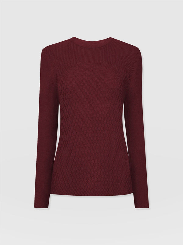 Honeycomb Rib Sweater Burgundy - Women's Sweaters | Saint + Sofia® US