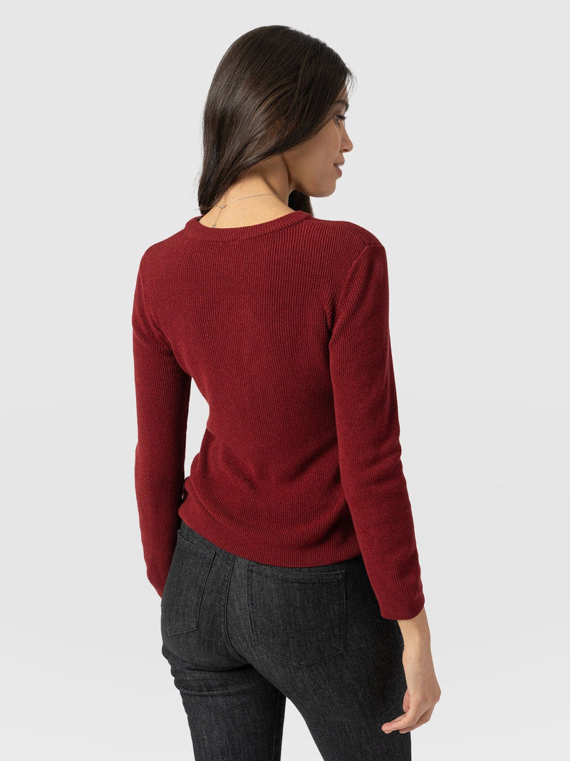 Honeycomb Rib Sweater Burgundy - Women's Sweaters | Saint + Sofia® US