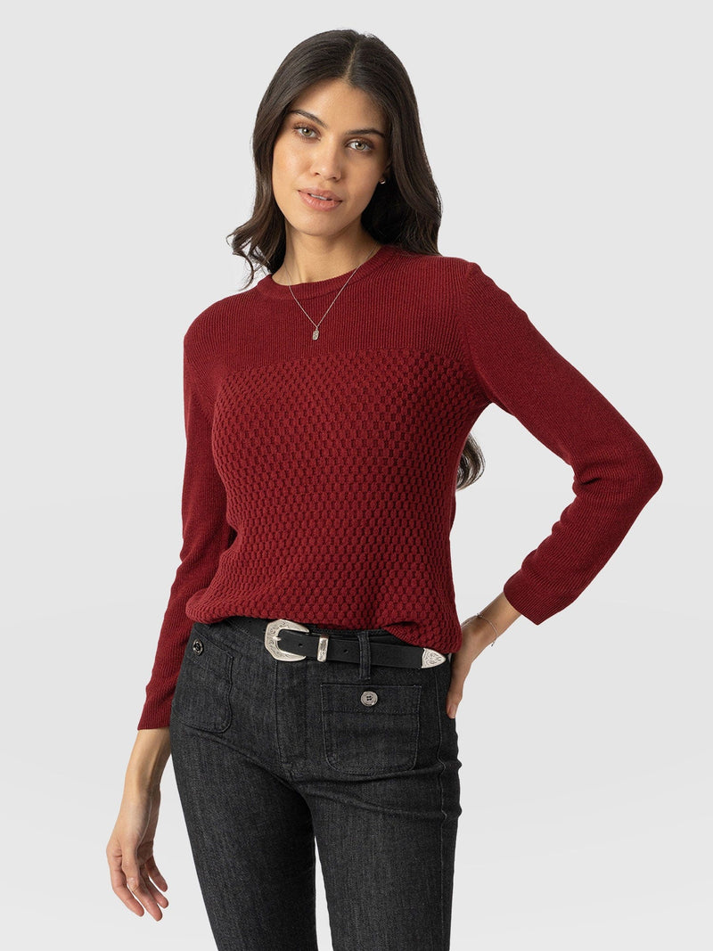 Honeycomb Rib Sweater Burgundy - Women's Sweaters | Saint + Sofia® US