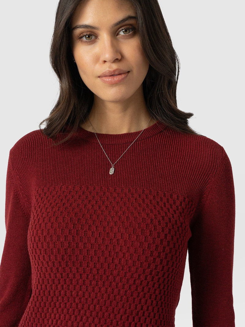 Honeycomb Rib Sweater Burgundy - Women's Sweaters | Saint + Sofia® US