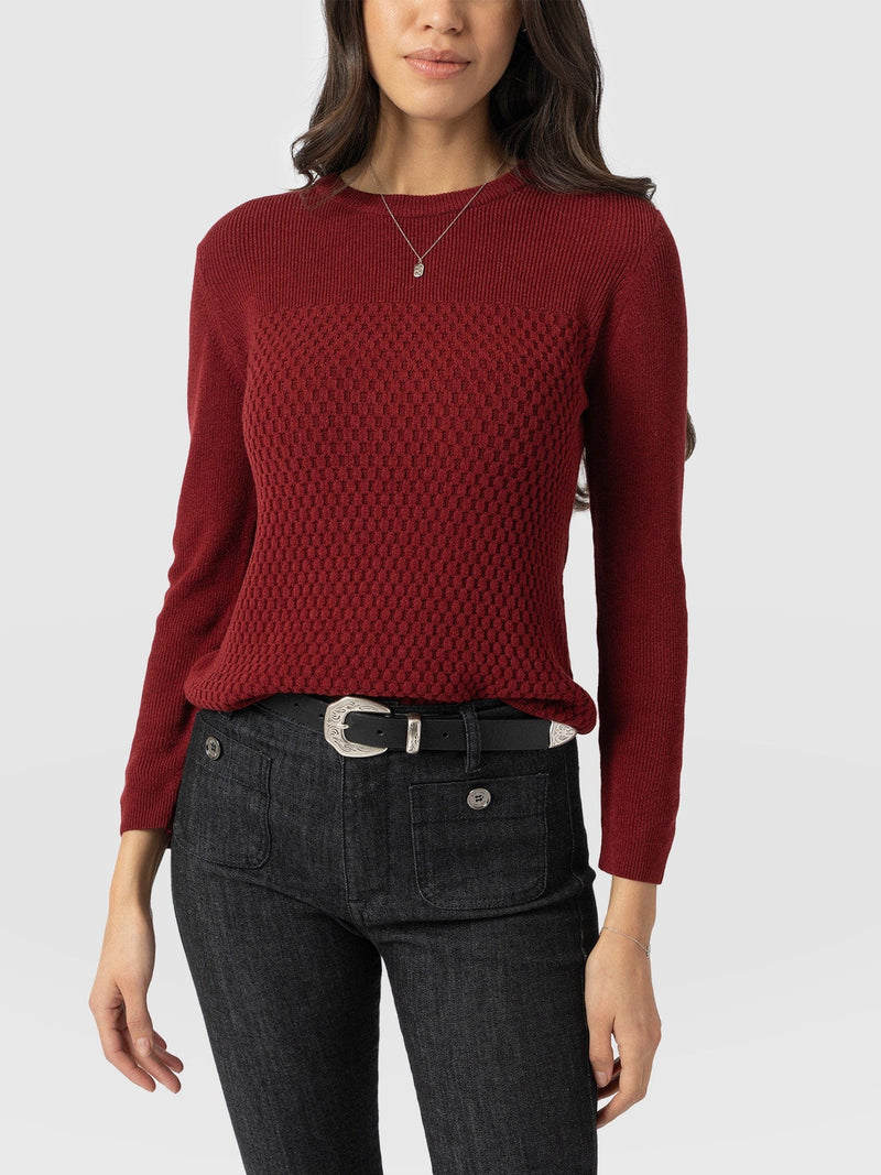 Honeycomb Rib Sweater Burgundy - Women's Sweaters | Saint + Sofia® US