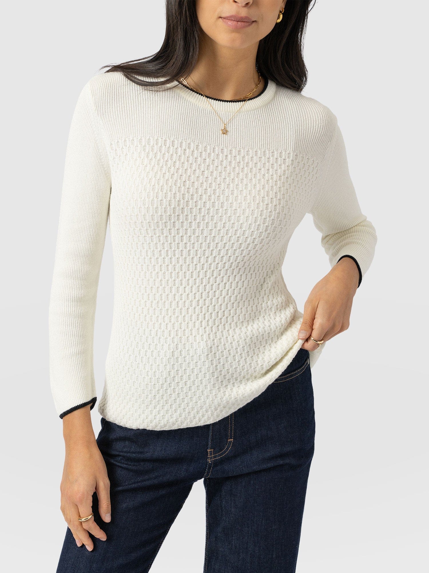 Honeycomb Rib Sweater Cream - Women's Sweaters | Saint + Sofia® US