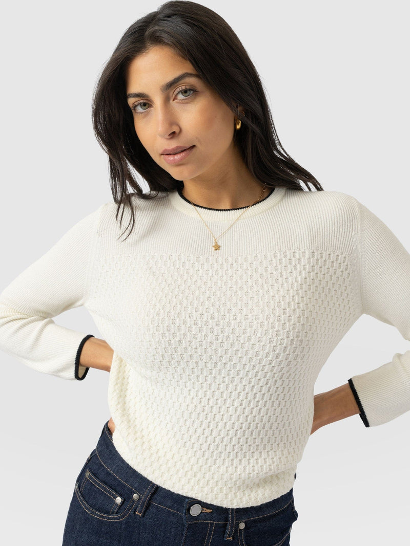 Honeycomb Rib Sweater Cream - Women's Sweaters | Saint + Sofia® US