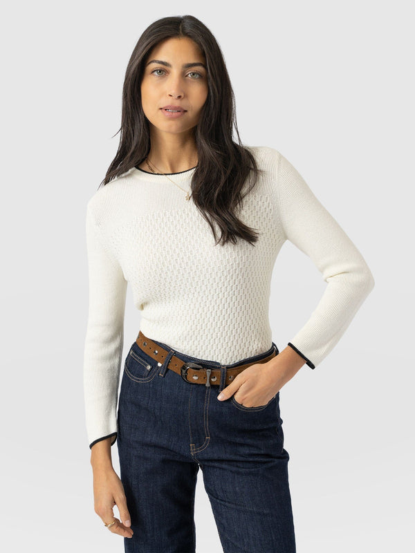 Honeycomb Rib Sweater Cream - Women's Sweaters | Saint + Sofia® US