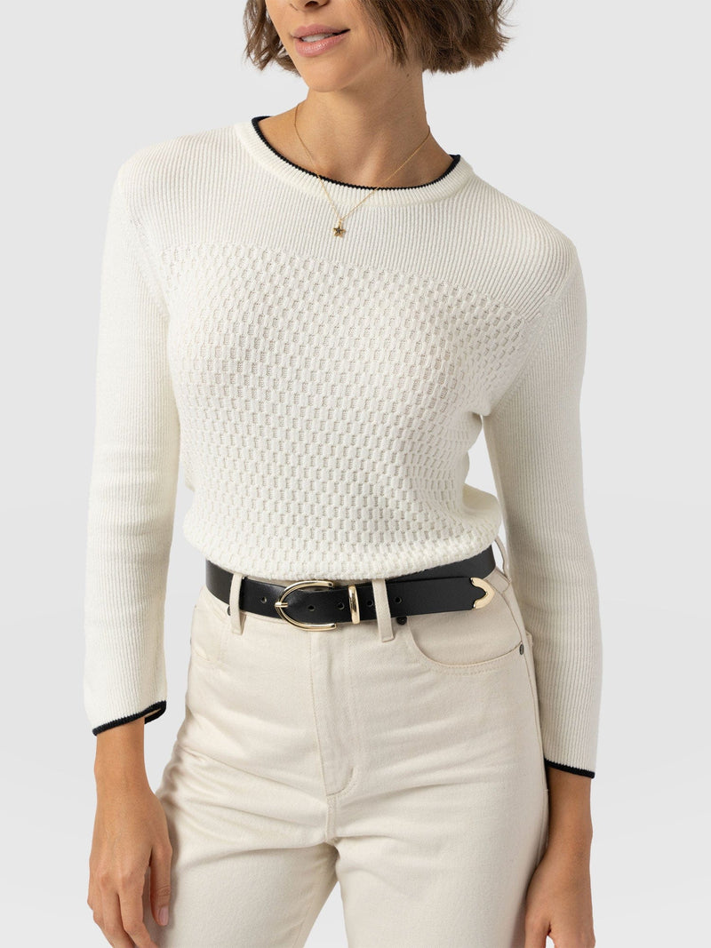 Honeycomb Rib Sweater Cream - Women's Sweaters | Saint + Sofia® USA