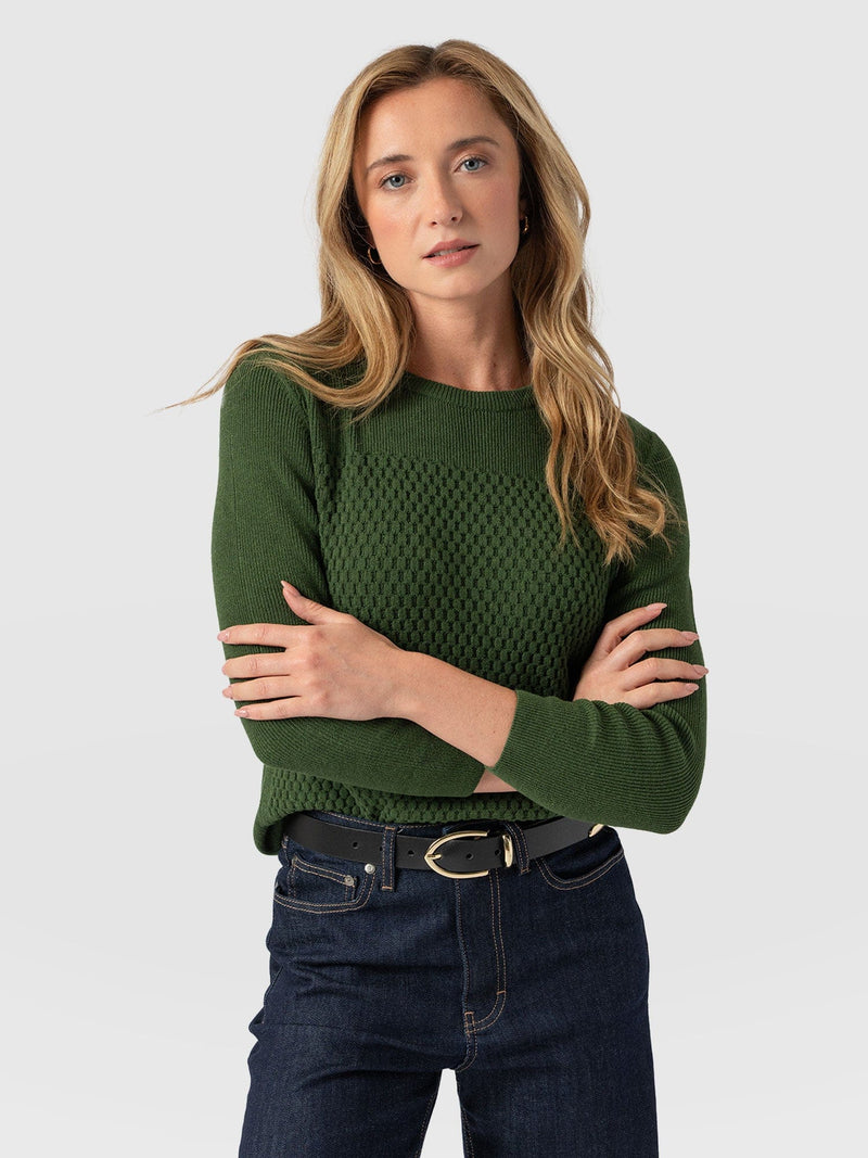 Honeycomb Rib Sweater Green - Women's Sweaters | Saint + Sofia® US