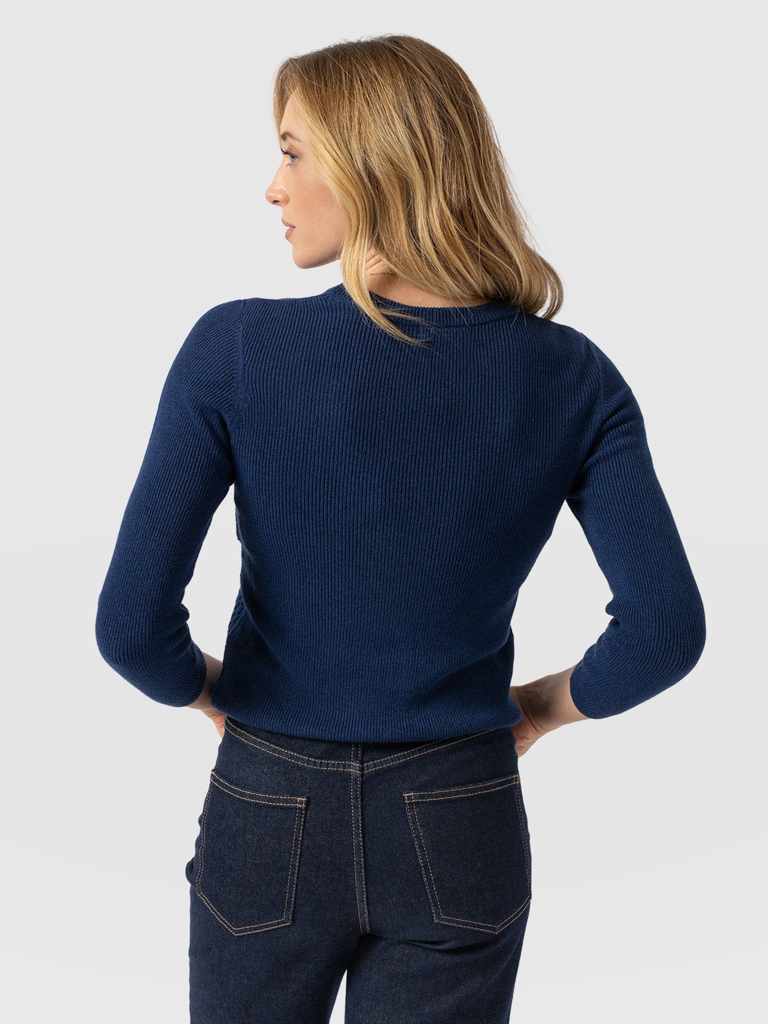 Honeycomb Rib Sweater Navy - Women's Sweaters | Saint + Sofia® US