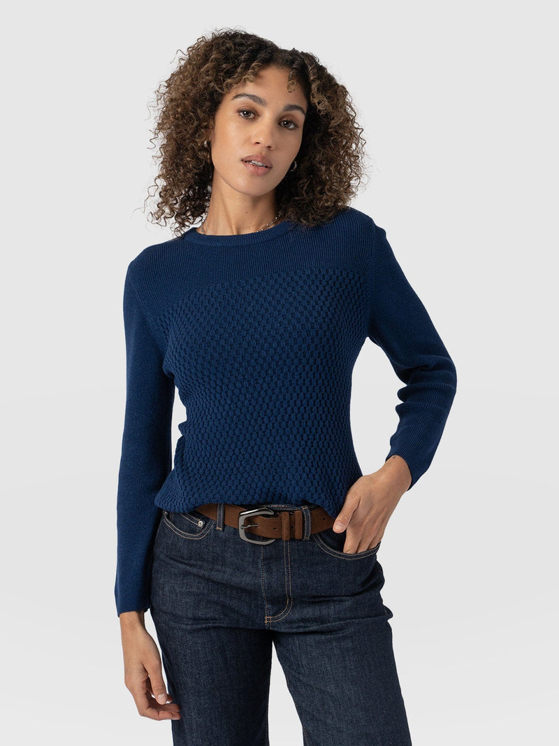 Honeycomb Rib Sweater Navy - Women's Sweaters | Saint + Sofia® US