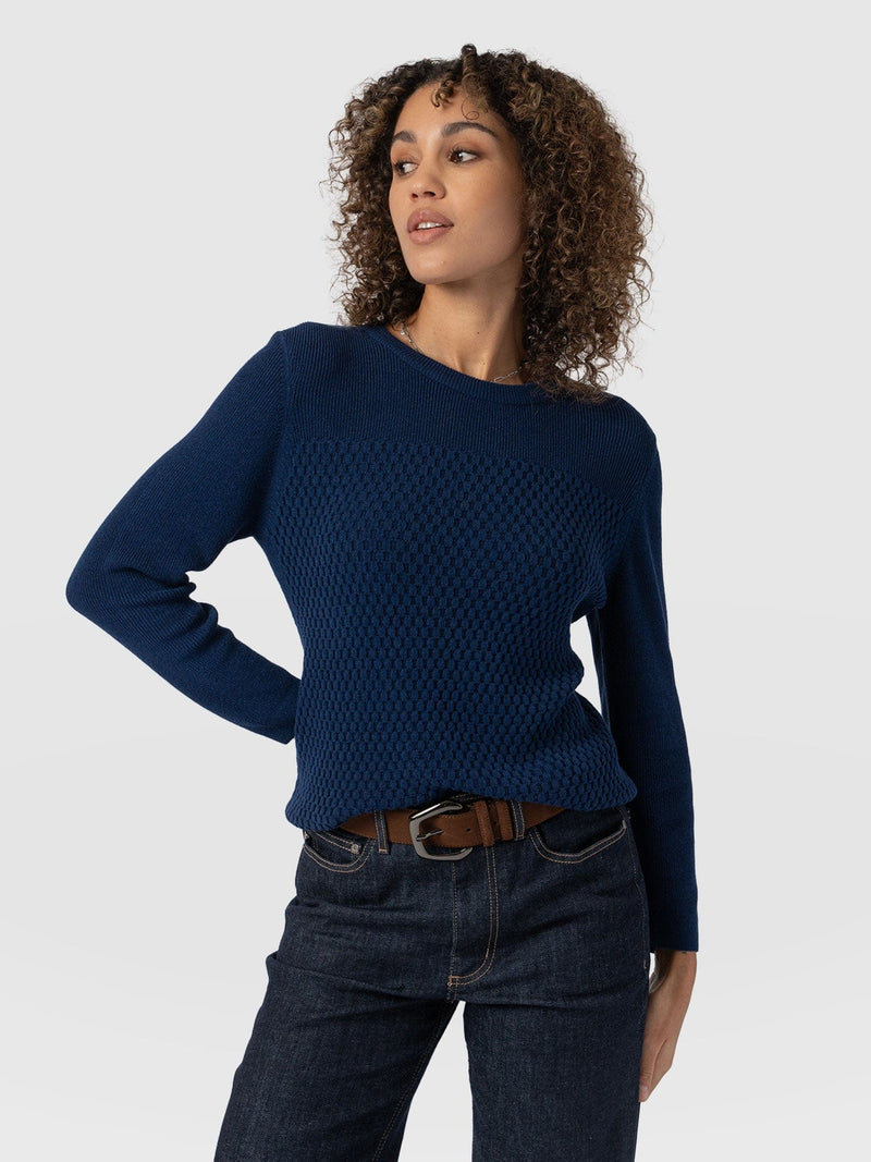 Honeycomb Rib Sweater Navy - Women's Sweaters | Saint + Sofia® US