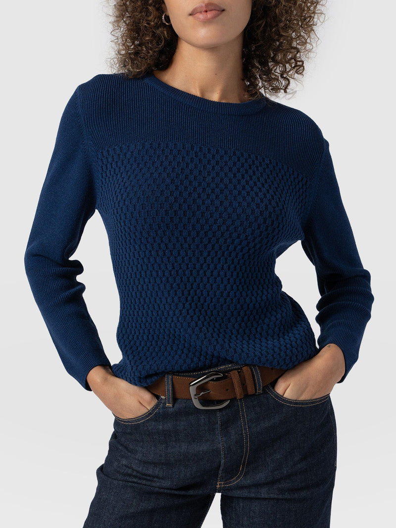 Honeycomb Rib Sweater Navy - Women's Sweaters | Saint + Sofia® US