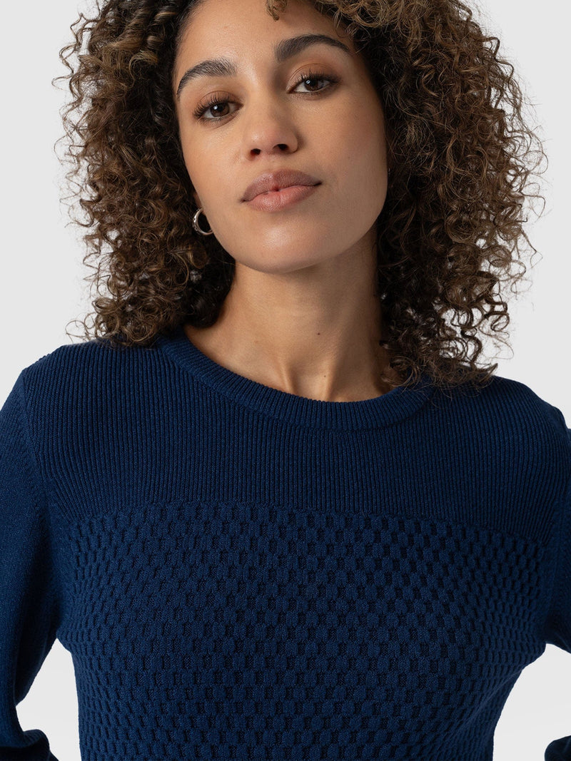 Honeycomb Rib Sweater Navy - Women's Sweaters | Saint + Sofia® US