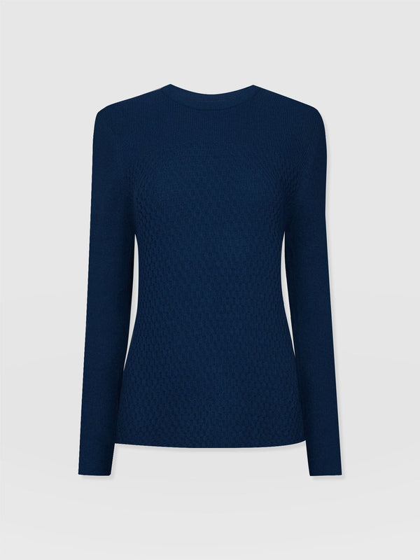 Honeycomb Rib Sweater Navy - Women's Sweaters | Saint + Sofia® US