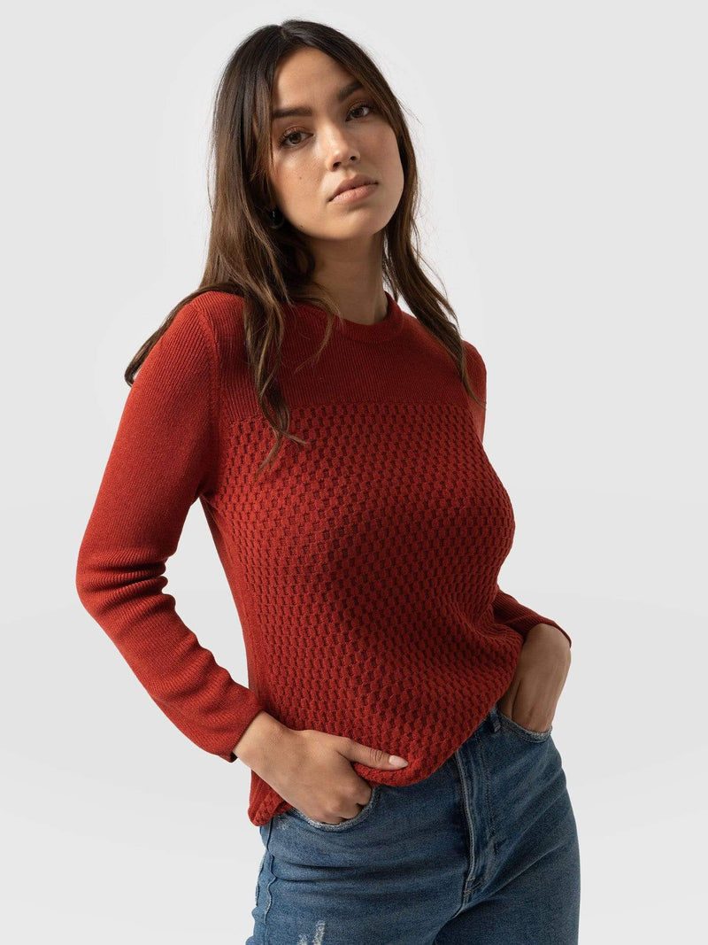 Honeycomb Rib Sweater Orange - Women's Sweaters | Saint + Sofia® US