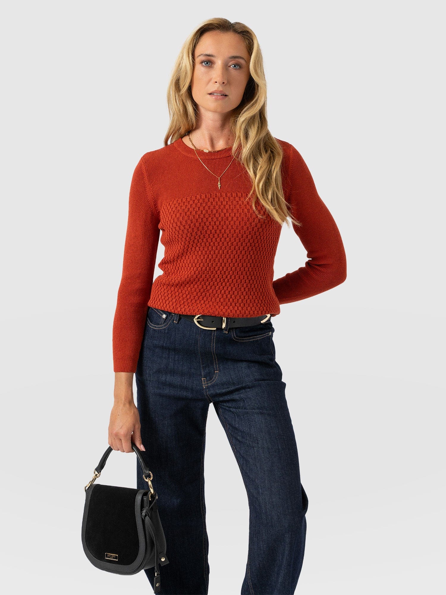 Honeycomb Rib Sweater Orange - Women's Sweaters | Saint + Sofia® US