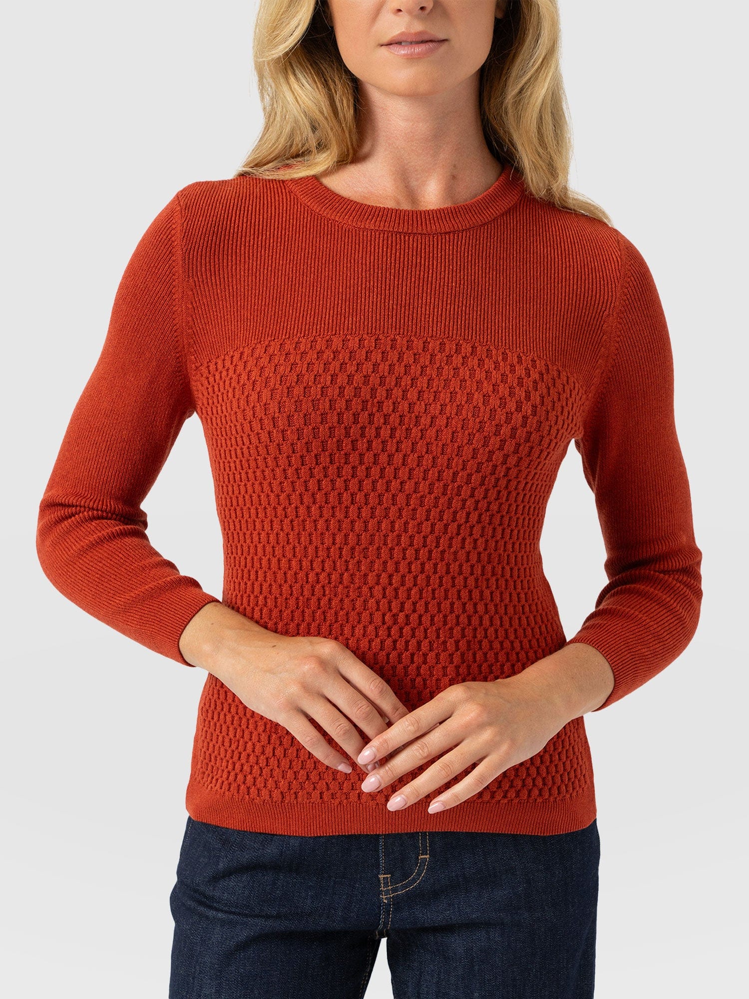 Honeycomb Rib Sweater Orange - Women's Sweaters | Saint + Sofia® US