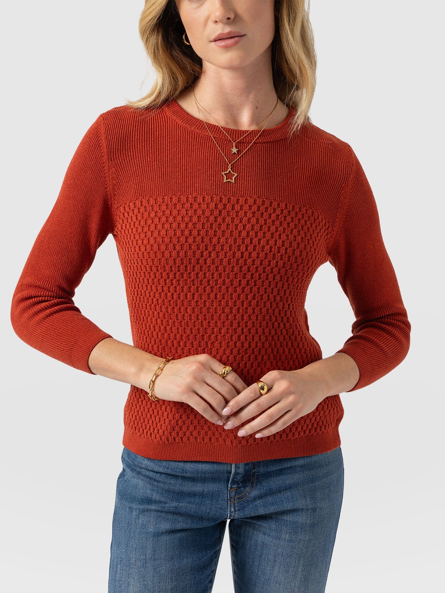 Honeycomb Rib Sweater Orange - Women's Sweaters | Saint + Sofia® US