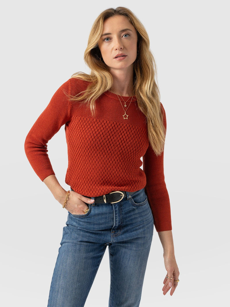 Honeycomb Rib Sweater Orange - Women's Sweaters | Saint + Sofia® US
