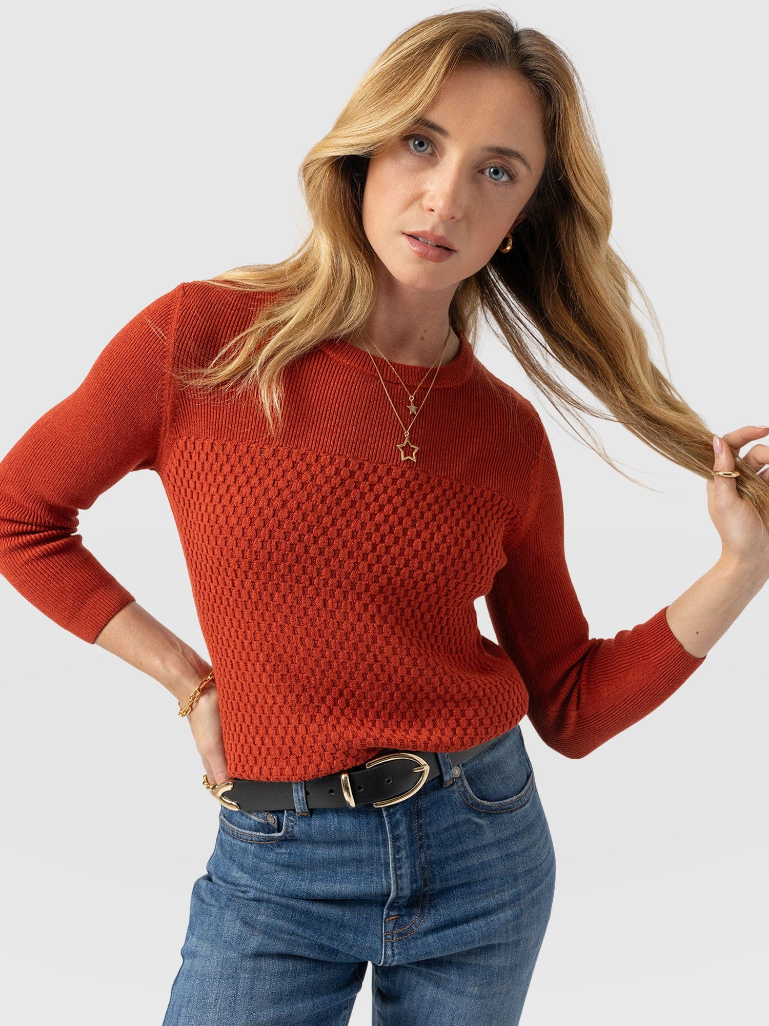 Honeycomb Rib Sweater Orange - Women's Sweaters | Saint + Sofia® US