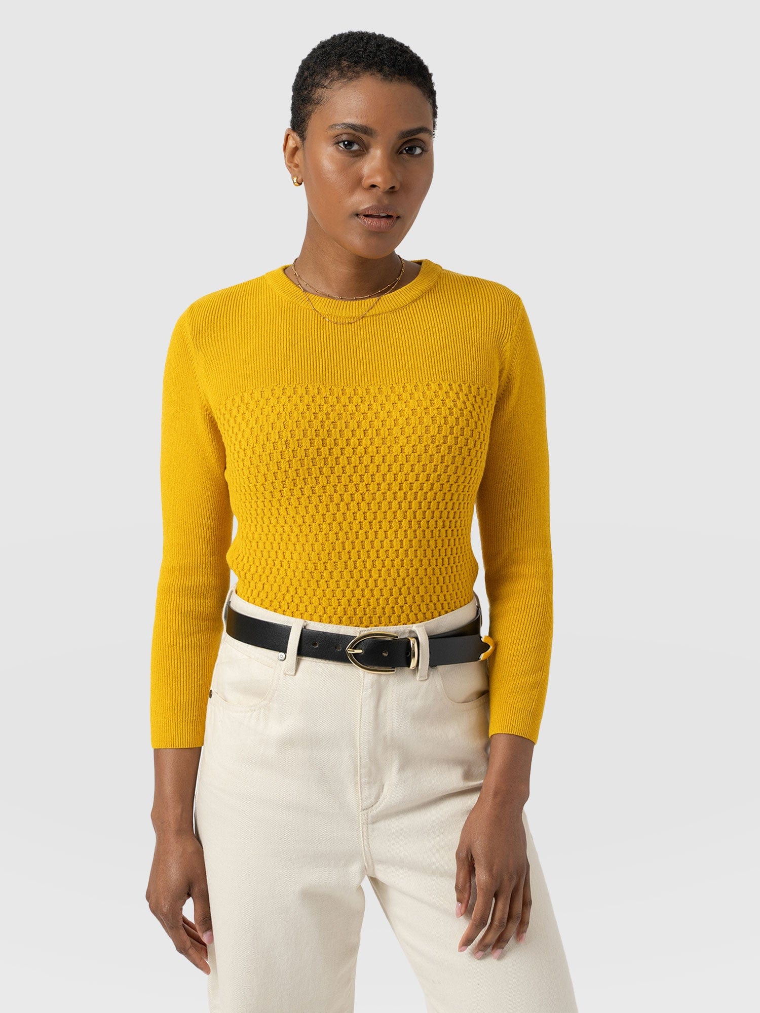 Honeycomb Rib Sweater Yellow - Women's Sweaters | Saint + Sofia® US