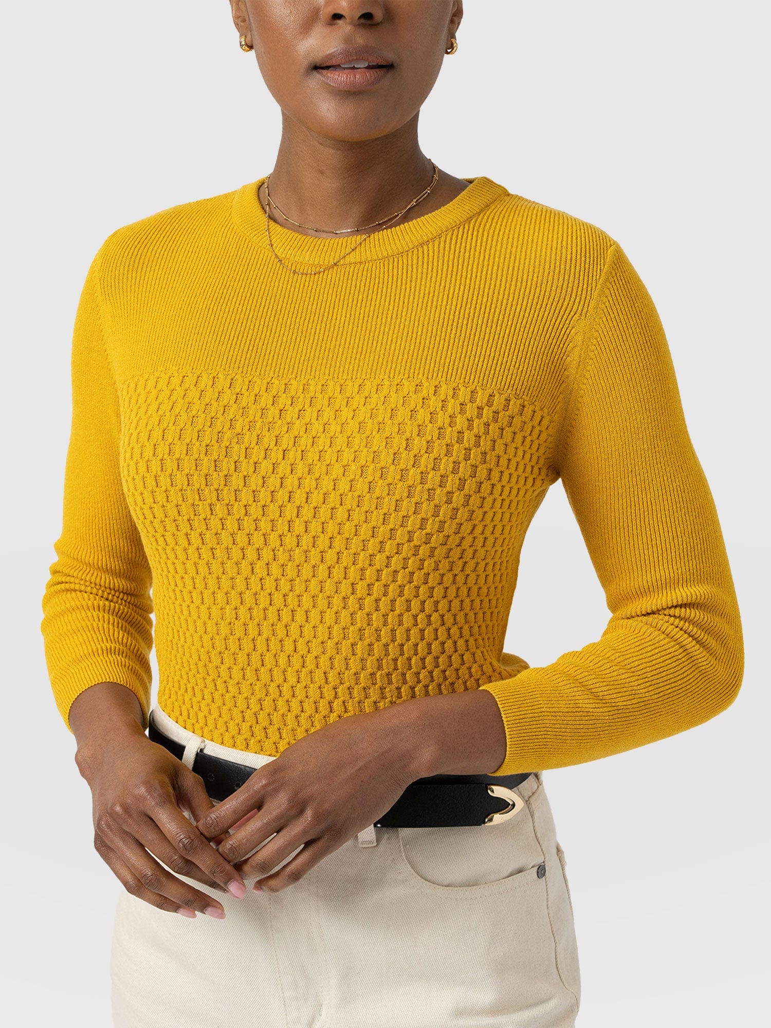 Honeycomb Rib Sweater Yellow - Women's Sweaters | Saint + Sofia® US