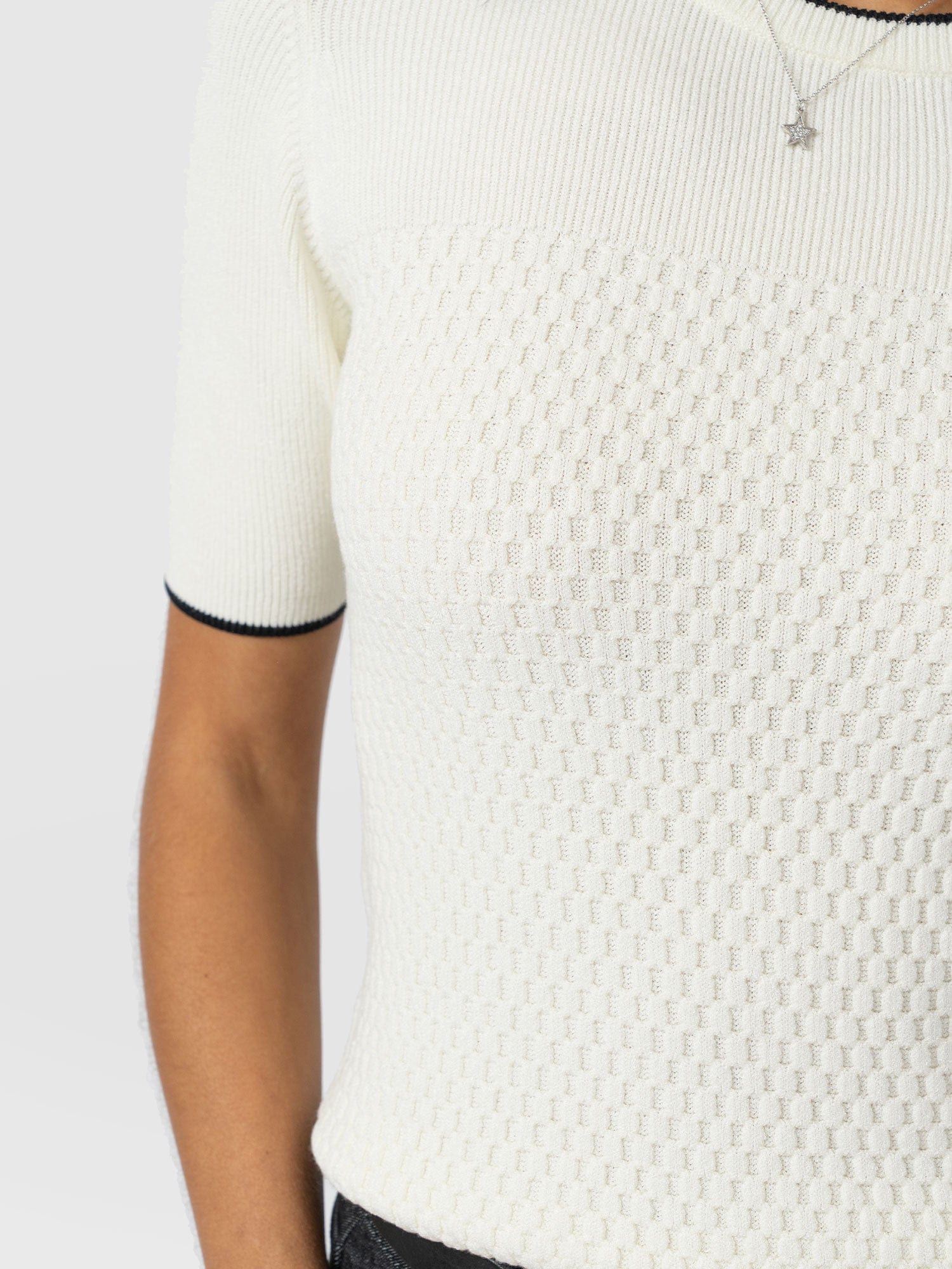 Honeycomb Short Sleeve Knit - Cream - Women's Knitwears | Saint + Sofia? USA