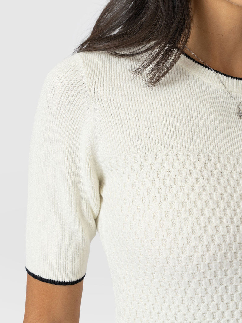 Honeycomb Short Sleeve Knit - Cream - Women's Knitwears | Saint + Sofia? USA