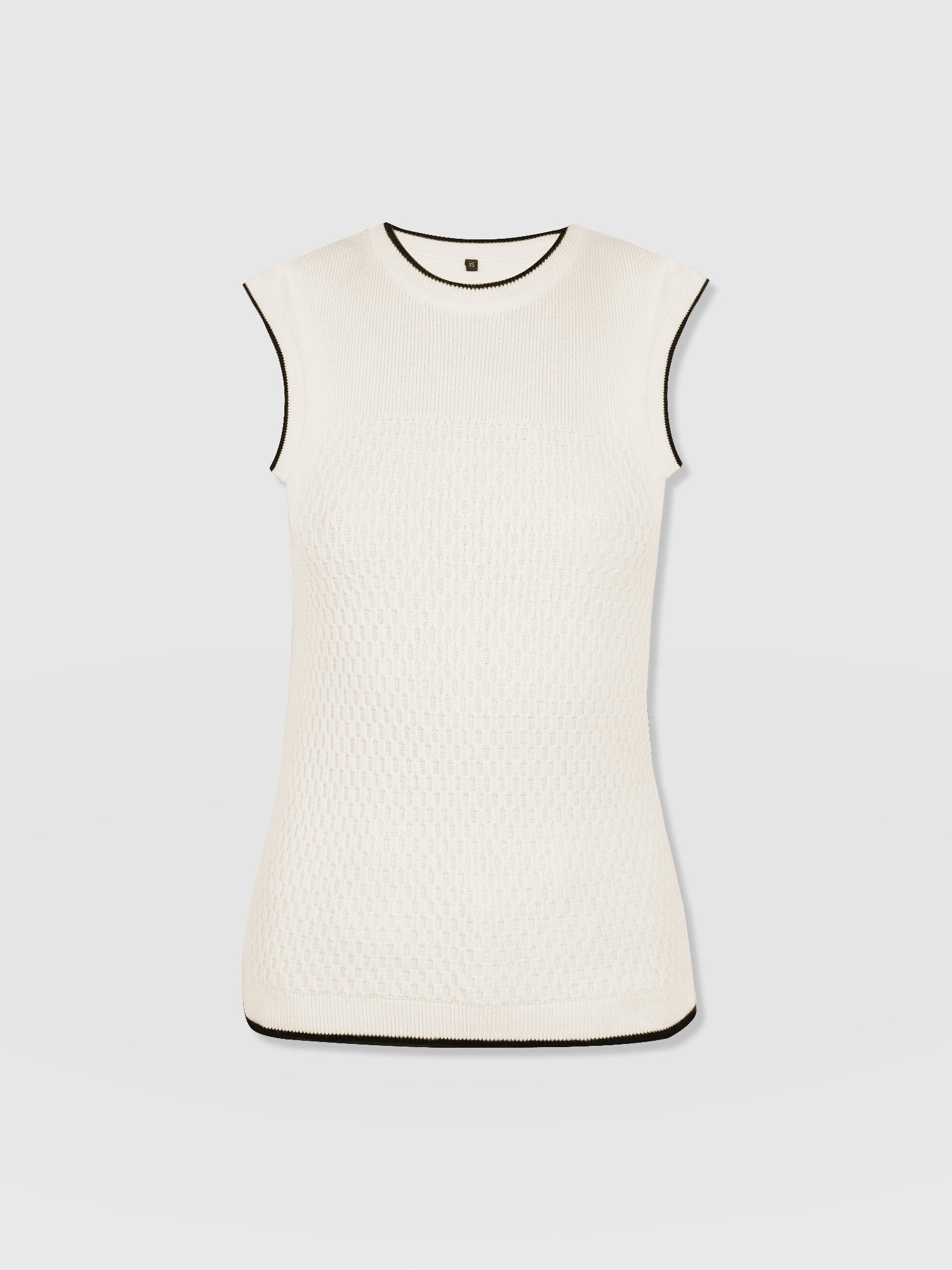 Honeycomb Sleeveless Rib Knit  - Cream - Women's Knitwears | Saint + Sofia® USA