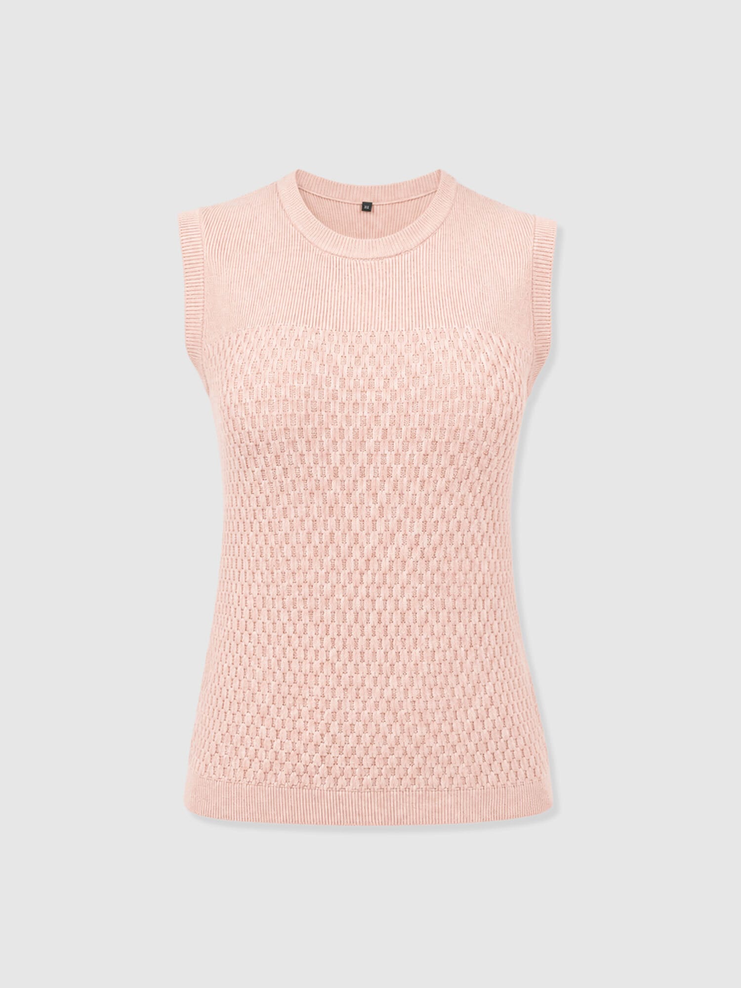 Honeycomb Sleeveless Rib Knit - Pale Pink - Women's Knitwears | Saint and Sofia® USA