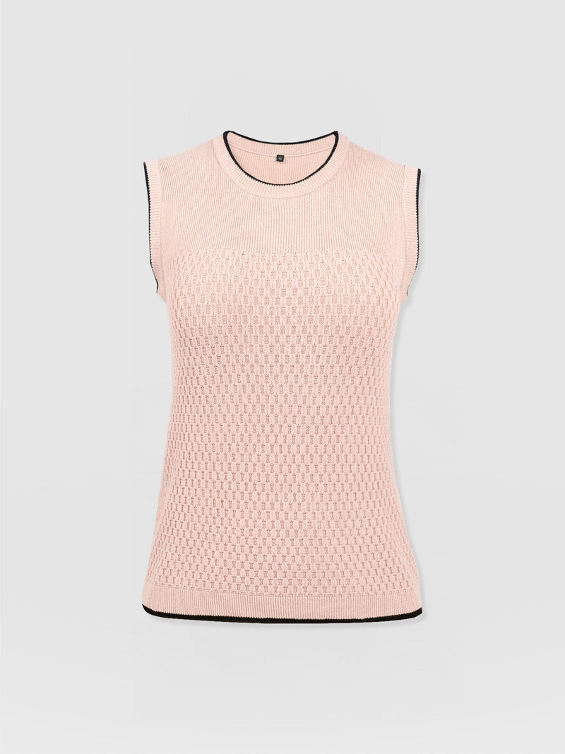 Honeycomb Sleeveless Rib Knit - Pale Pink - Women's Knitwears | Saint + Sofia? USA