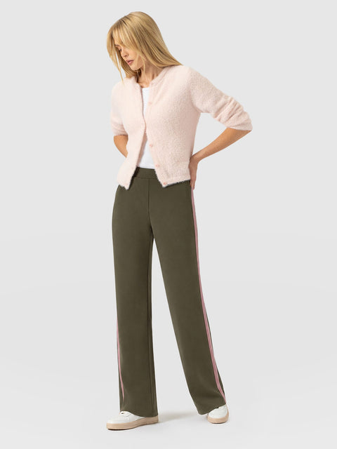 Hoxton Straight Leg Pant - Khaki - Pink Stripe - Women's Pants | Saint and Sofia® USA