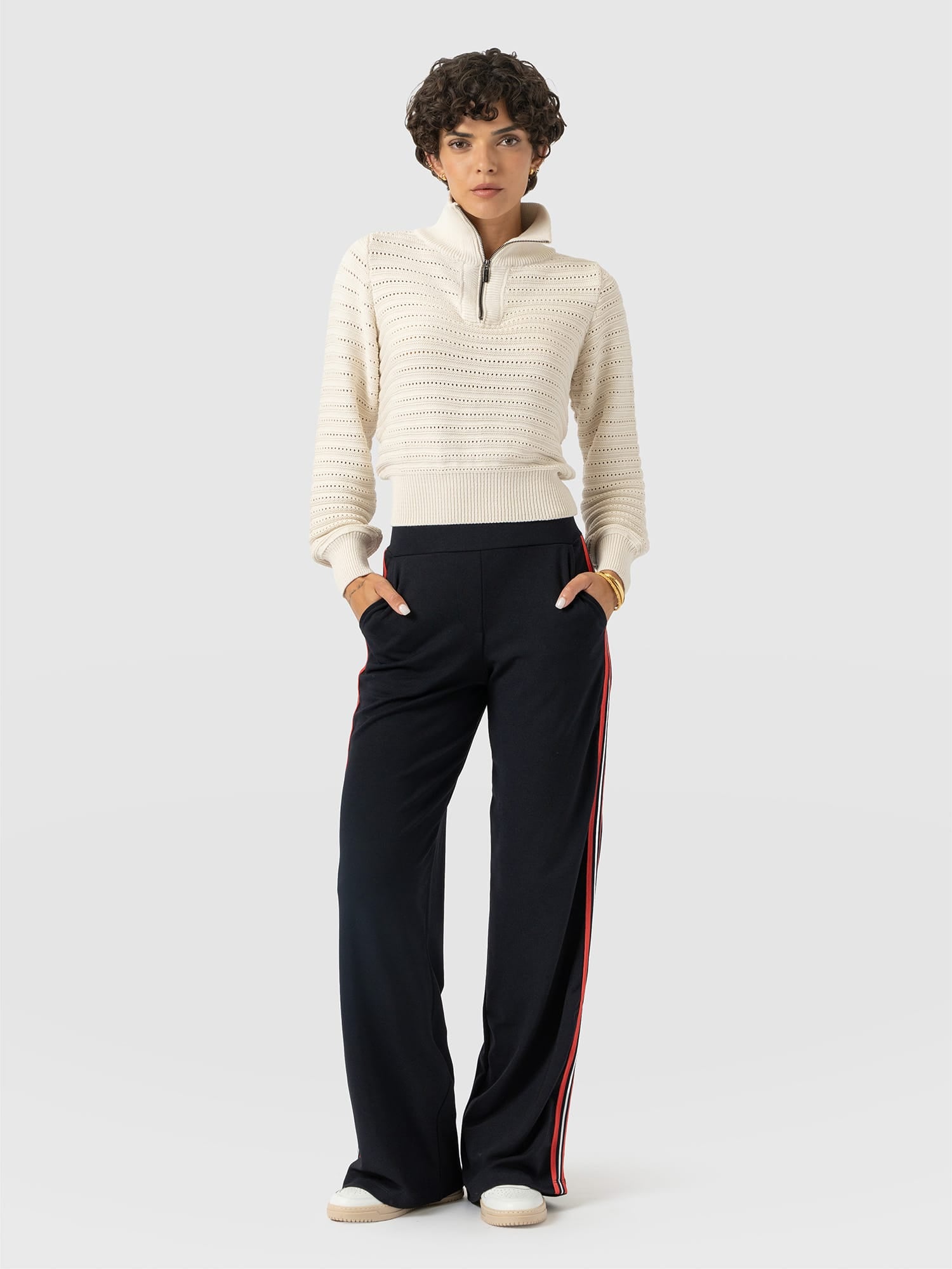 Hoxton Straight Leg Pant Navy/Red Stripe - Women's Trousers | Saint and Sofia® USA