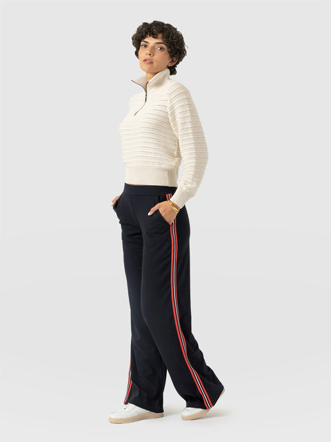 Hoxton Straight Leg Pant Navy/Red Stripe - Women's Trousers | Saint and Sofia® USA