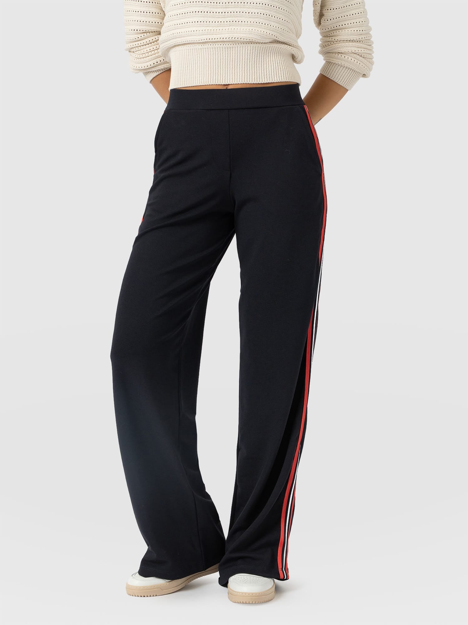 Hoxton Straight Leg Pant Navy/Red Stripe - Women's Trousers | Saint and Sofia® USA