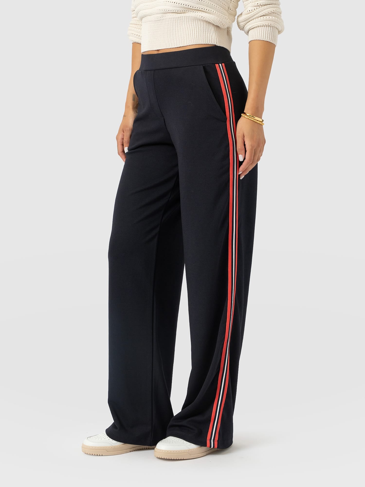 Hoxton Straight Leg Pant Navy/Red Stripe - Women's Trousers | Saint and Sofia® USA