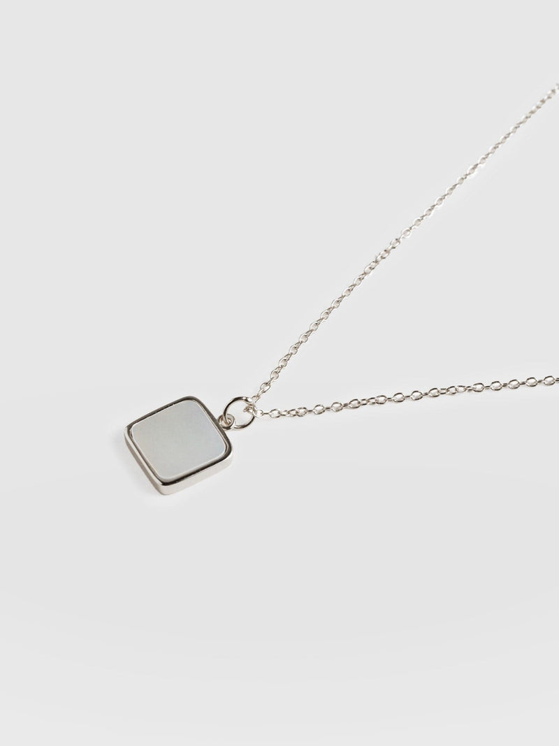 Iridescence Square Charm Necklace Silver - Women's Jewellery | Saint + Sofia® USA