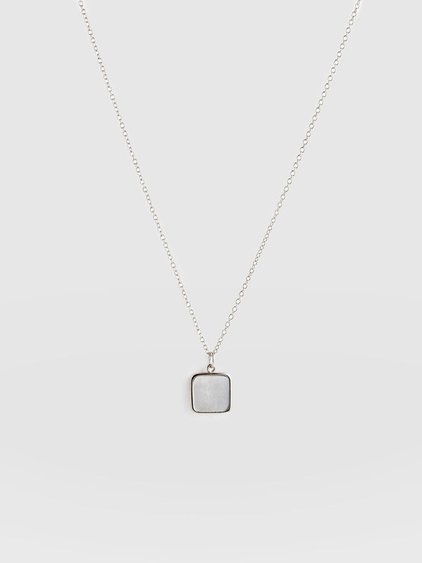 Iridescence Square Charm Necklace Silver - Women's Jewellery | Saint + Sofia® USA
